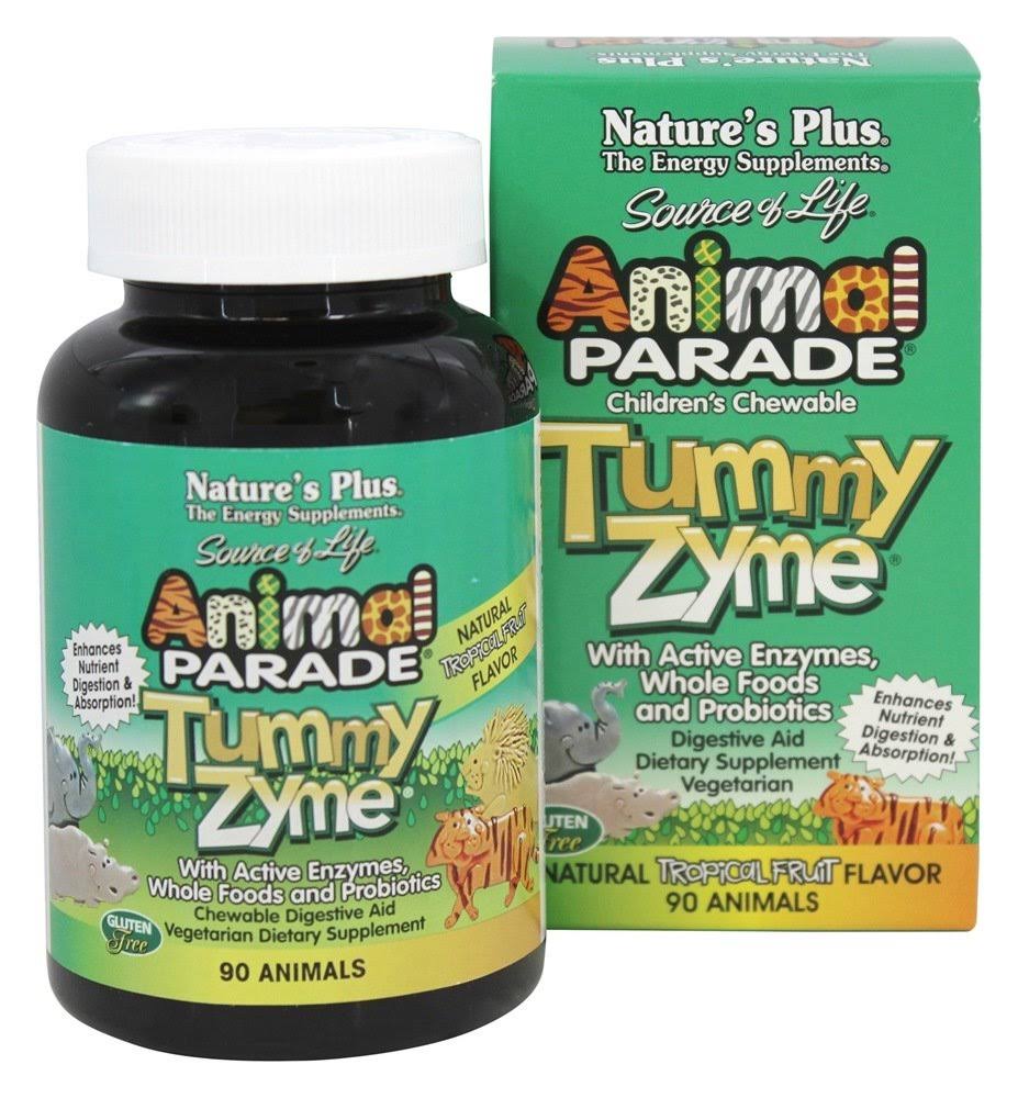 Nature's Plus Source of Life Animal Parade Children's Chewable Tummy Zyme - Natural Tropical Fruit Flavor, 90 Animals