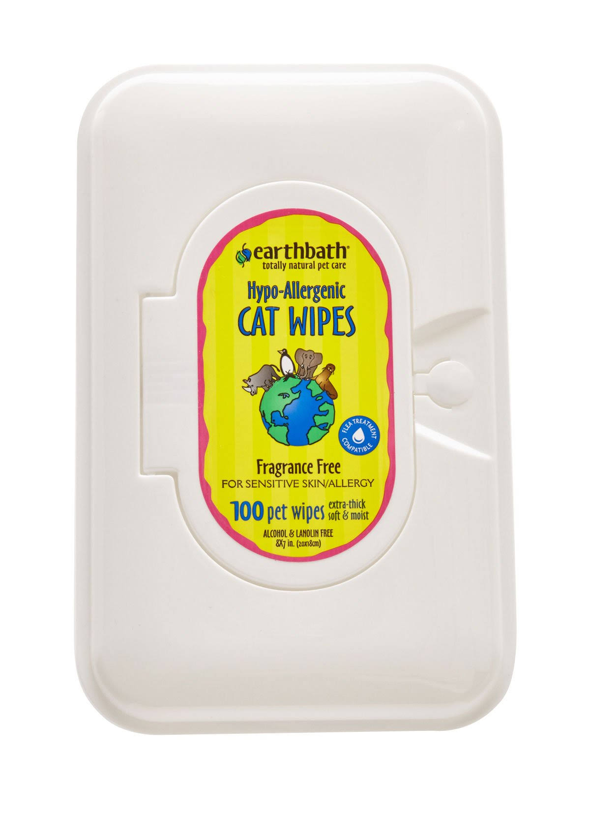 Earthbath Hypo Allergenic Cat Wipes - 100 Wipes