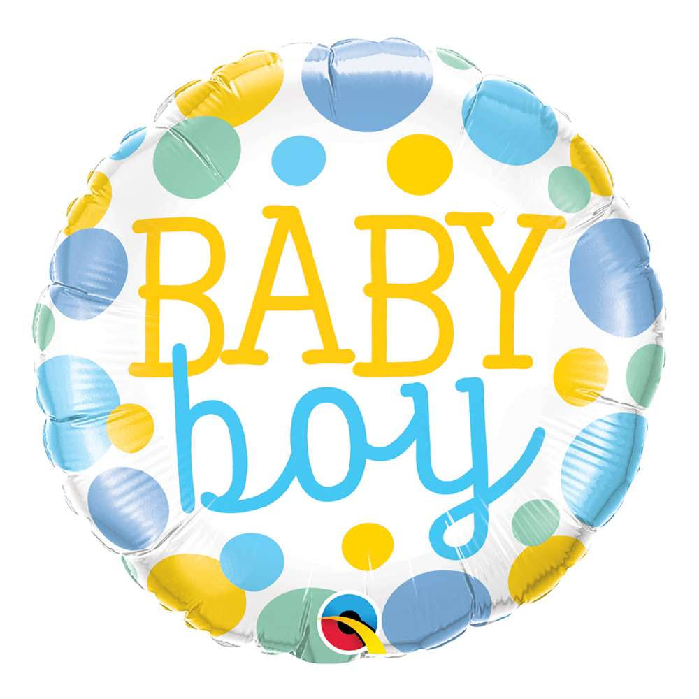 Qualatex Baby Boy Dots Round Foil Balloon