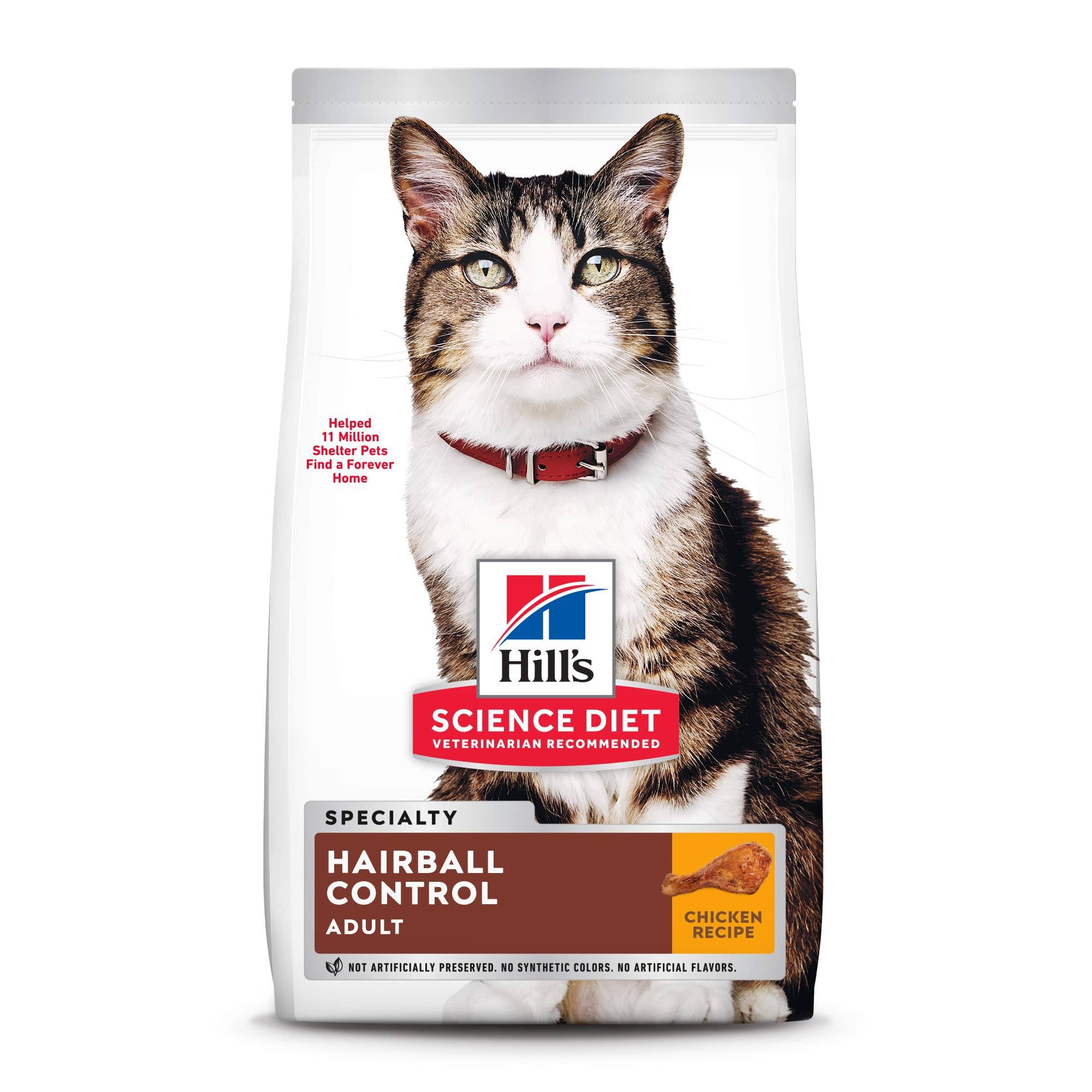 Hill's Science Diet Hairball Control Premium Natural Cat Food - Chicken Recipe, Adult 1-6, 7lbs