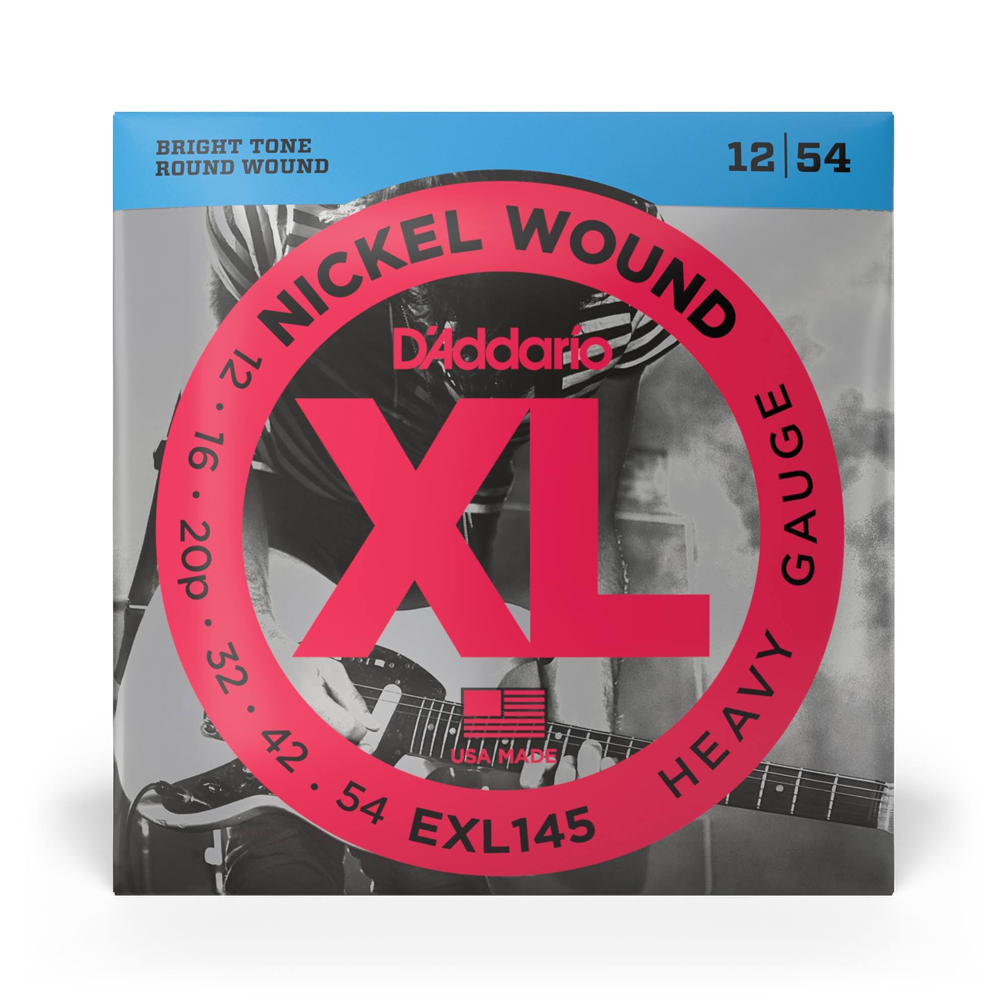 D'Addario EXL145 Nickel Wound Electric Guitar Strings - Heavy, 12-54 with Plain Steel 3rd