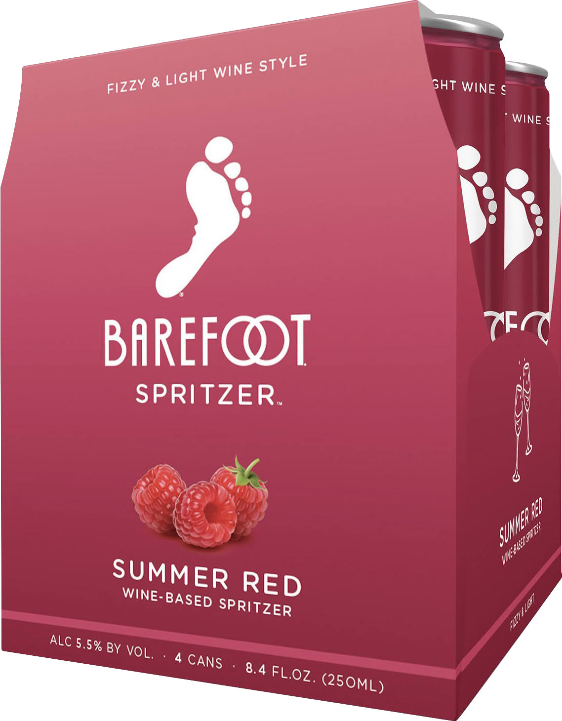 Barefoot Spritzer, Summer Red - 4 pack, 8.4 fl oz cans