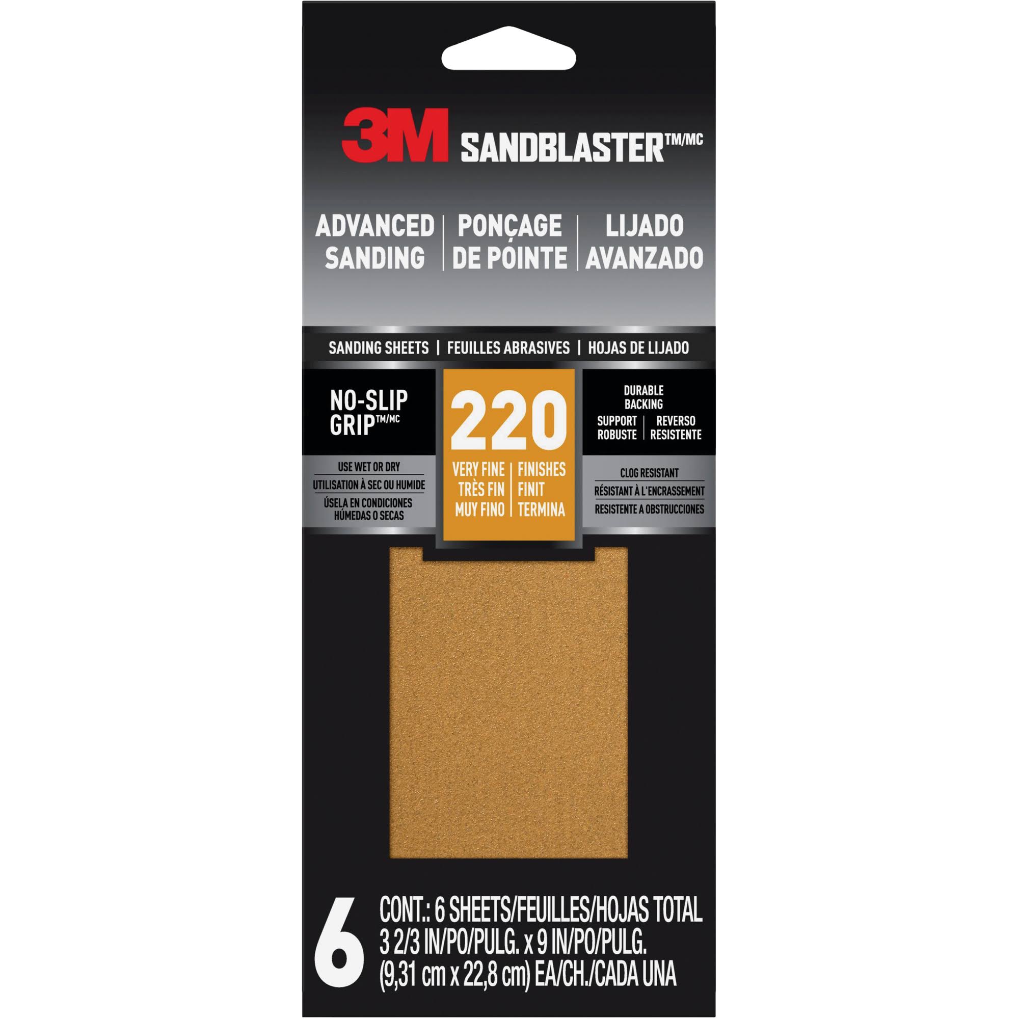 3M 11220-G-6 Sandpaper Sandblaster 9" L x 3-2/3" W 220 Grit Ceramic