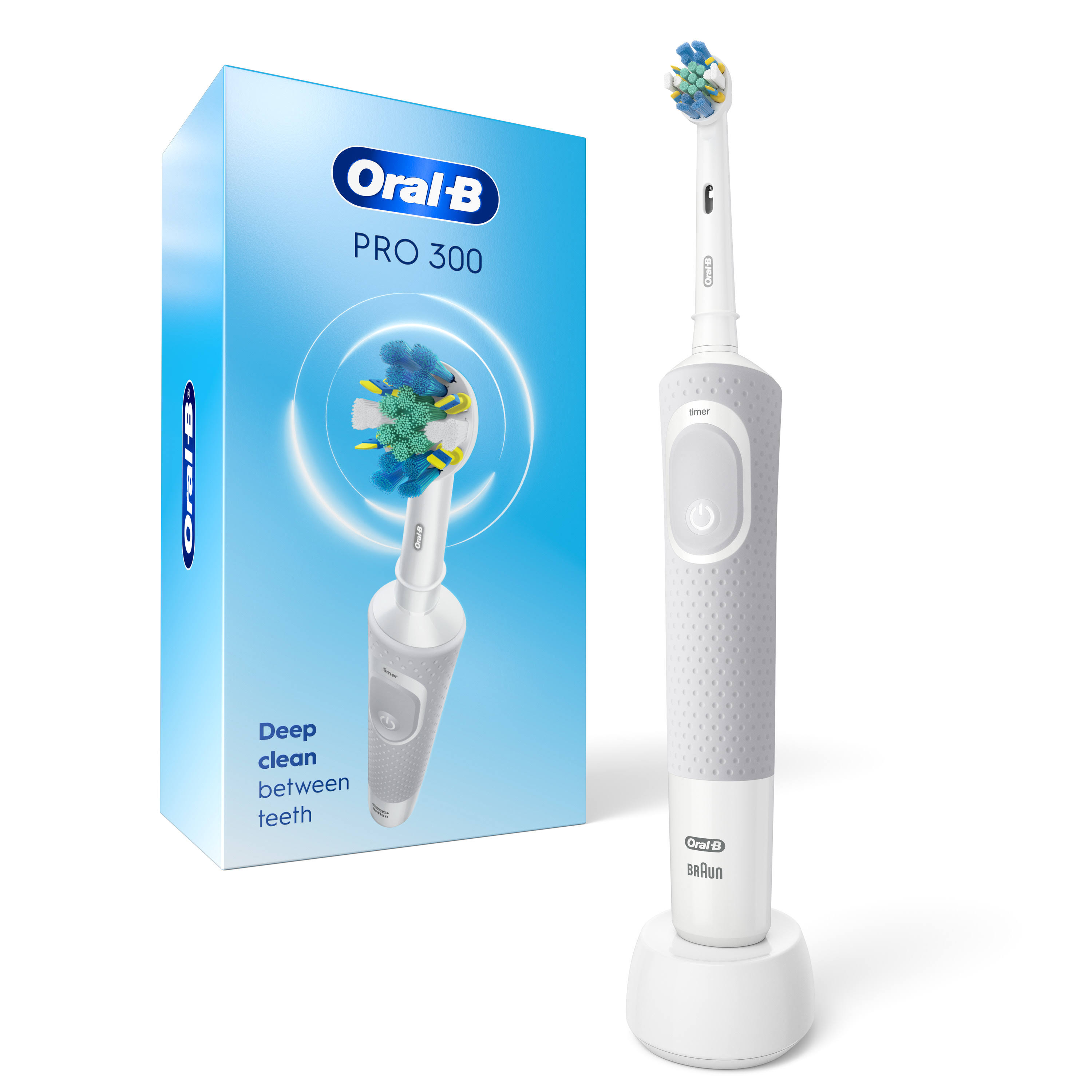 Oral B Pro 300 Floss Action Vitality Electric Toothbrush with (1) Brush Head, Rechargeable, White