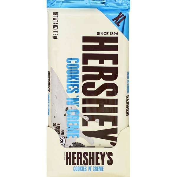 Hershey's Extra Large Chocolate Bar - Cookies 'n’ Creme, 4oz, Pack of 12