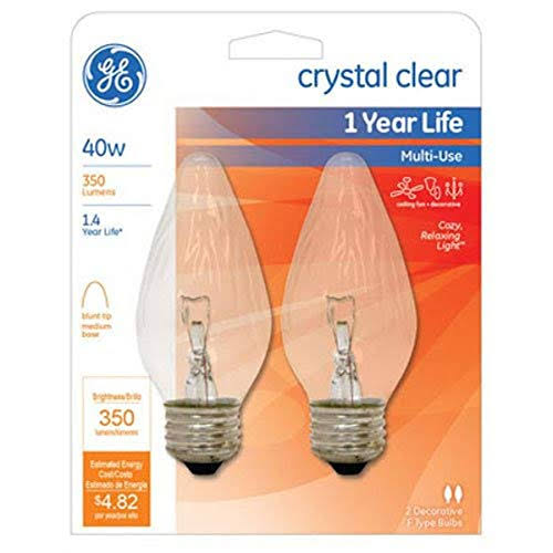Light Bulb, Flame Shaped, 40 Watt, 2 Pk., 4 Pack, GE, 75341