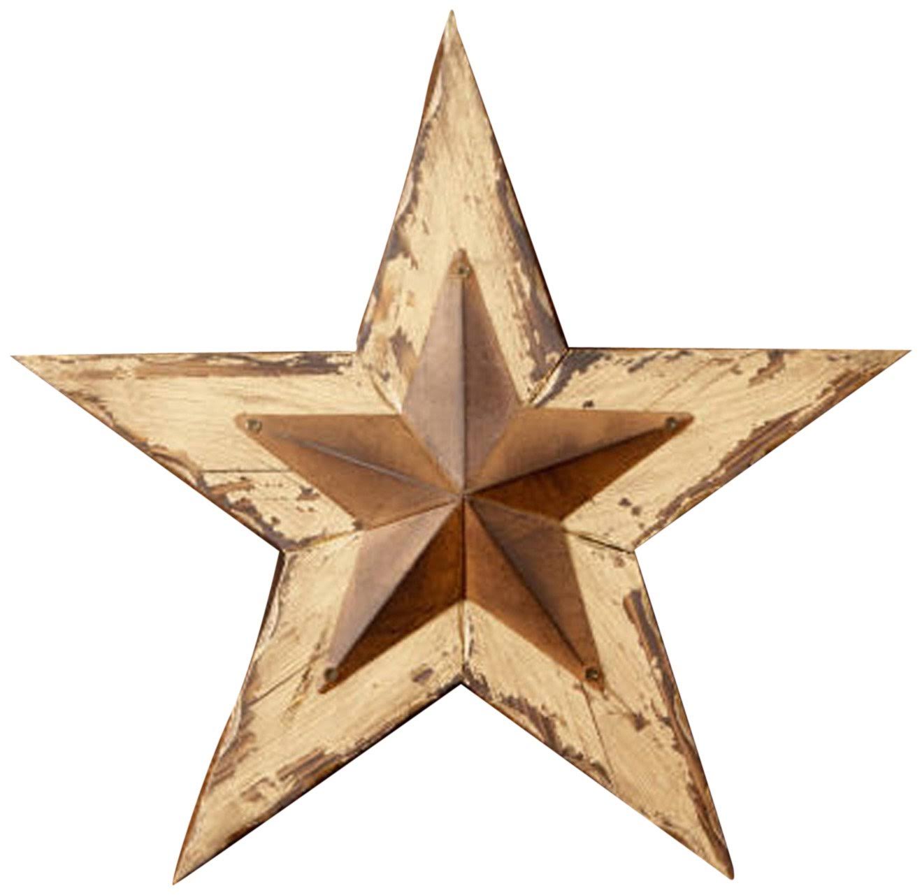 Your Hearts Delight Distressed Decor Wood with Rusty Star, 16 by 15-Inch, Tan