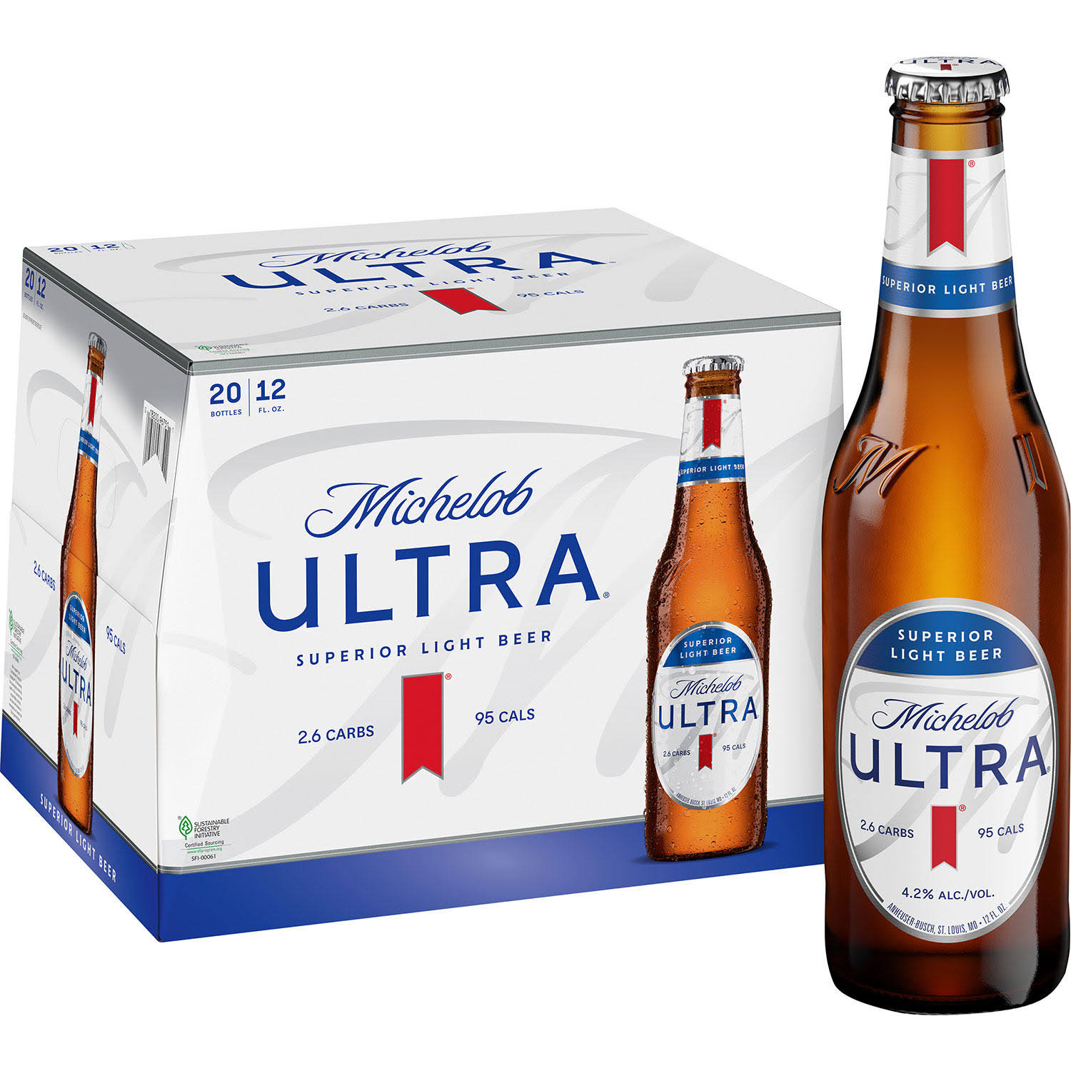 Michelob Ultra Beer - Superior Light, 20x12oz