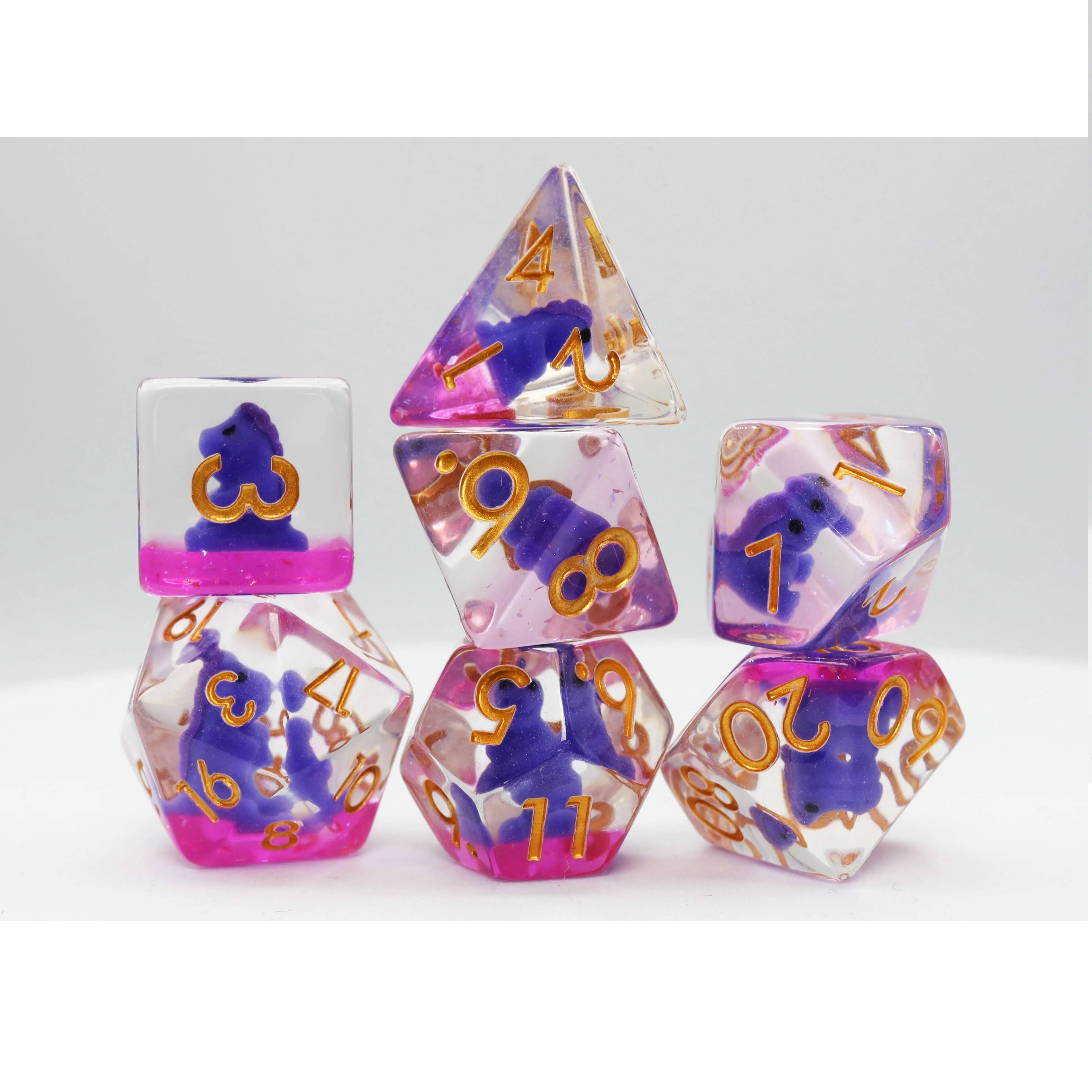 Dice and Gaming Accessories Polyhedral RPG Sets Stuff-Inside Purple T-Rex (7)