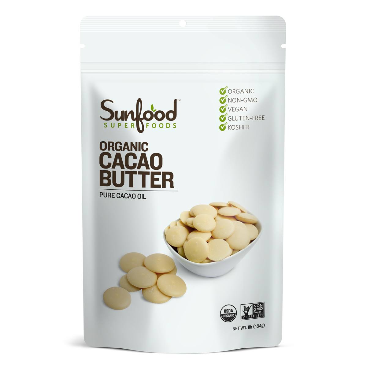 Sunfood Raw Organic Cacao Butter - 1Lb
