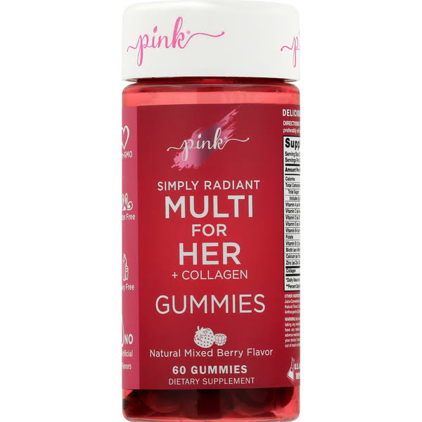 Pink Multi for Her, Simply Radiant, + Collagen, Gummies, Natural Mixed Berry Flavor - 60 gummies