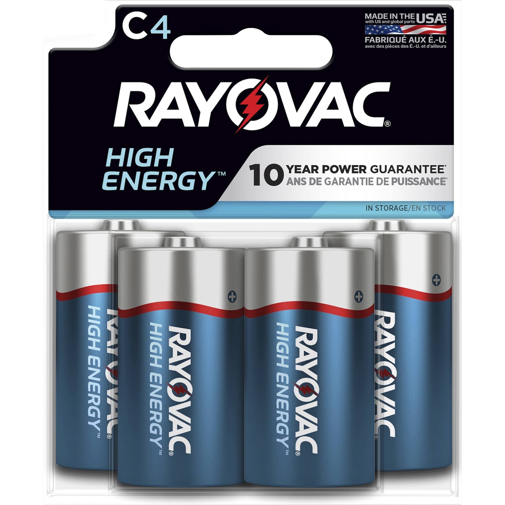 Rayovac High Energy Alkaline Batteries - Size C, x4