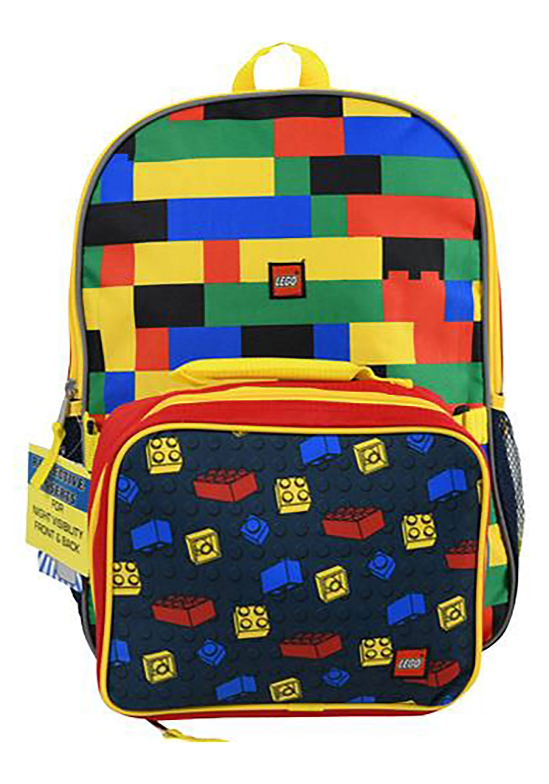 LEGO 16" Backpack and Lunch Bag Set | Kids | Unisex | Black/Orange/Red | One-Size | LEGO