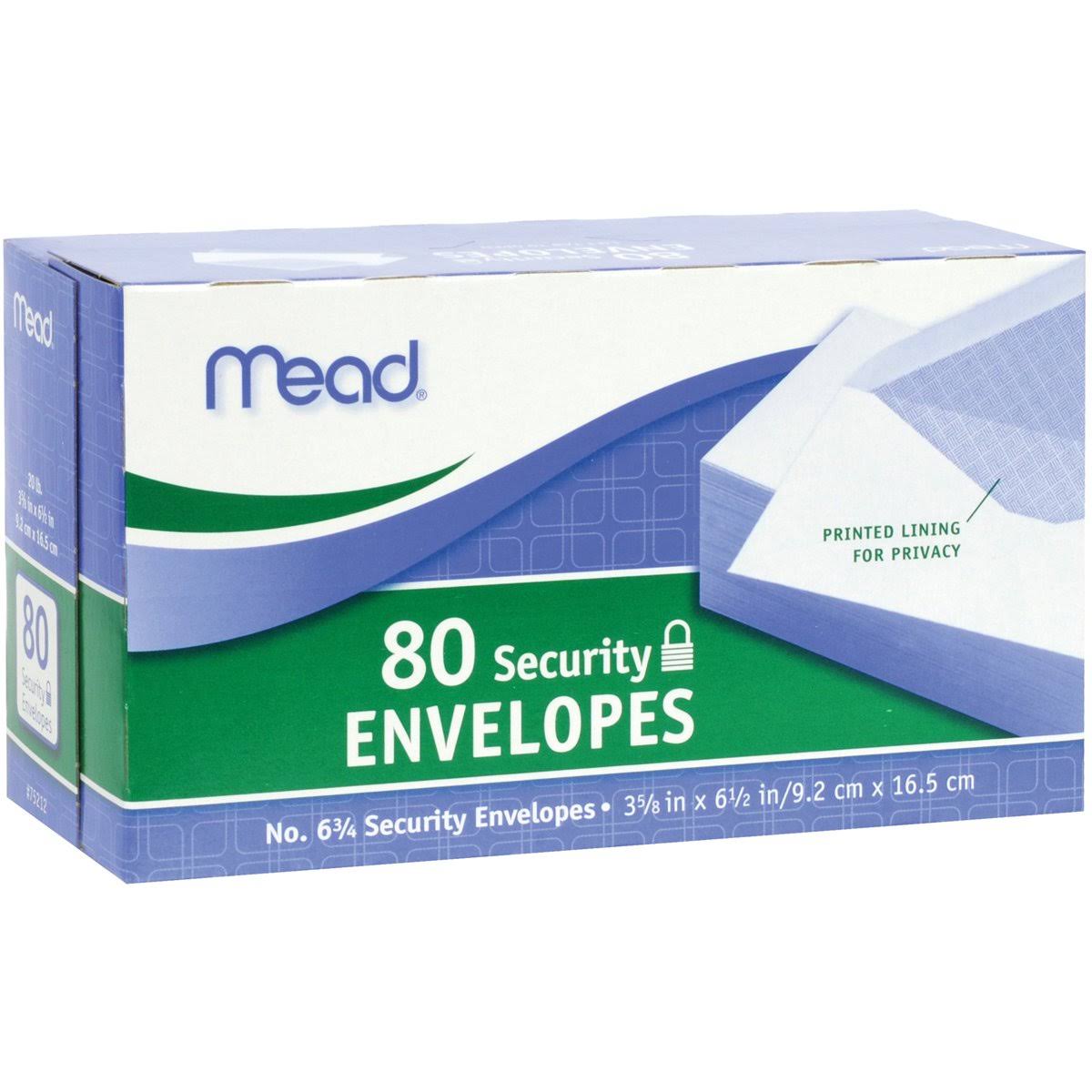 Mead Security Envelope - 80 Security Envelopes, White