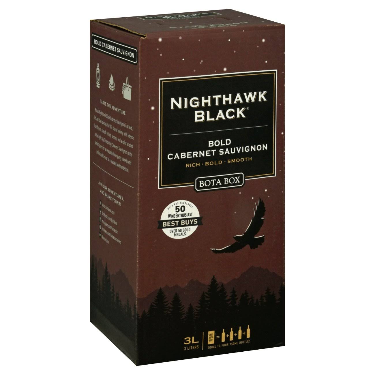 Bota Box Cabernet Sauvignon, Bold, Nighthawk Black - 3 liters