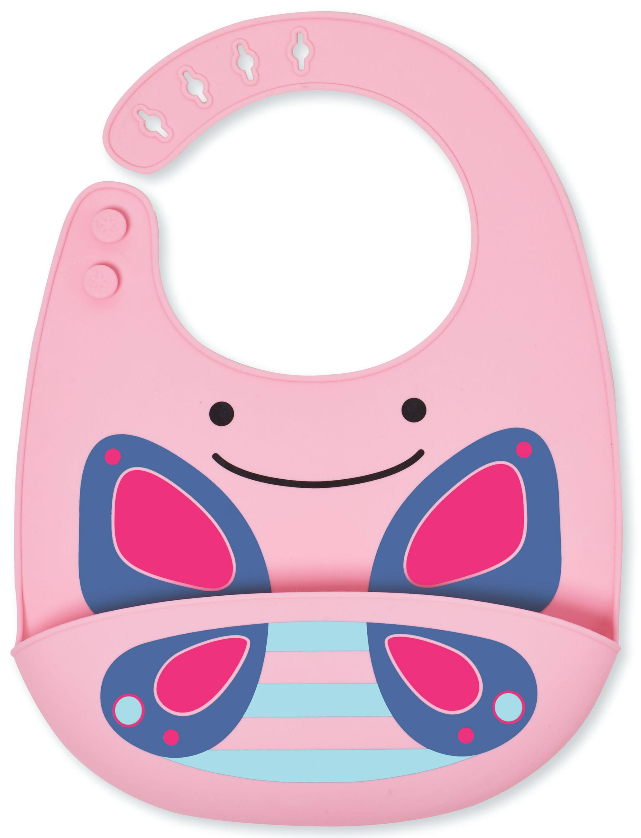 Skip Hop Zoo Fold and Go Silicone Bib - Pink Butterfly