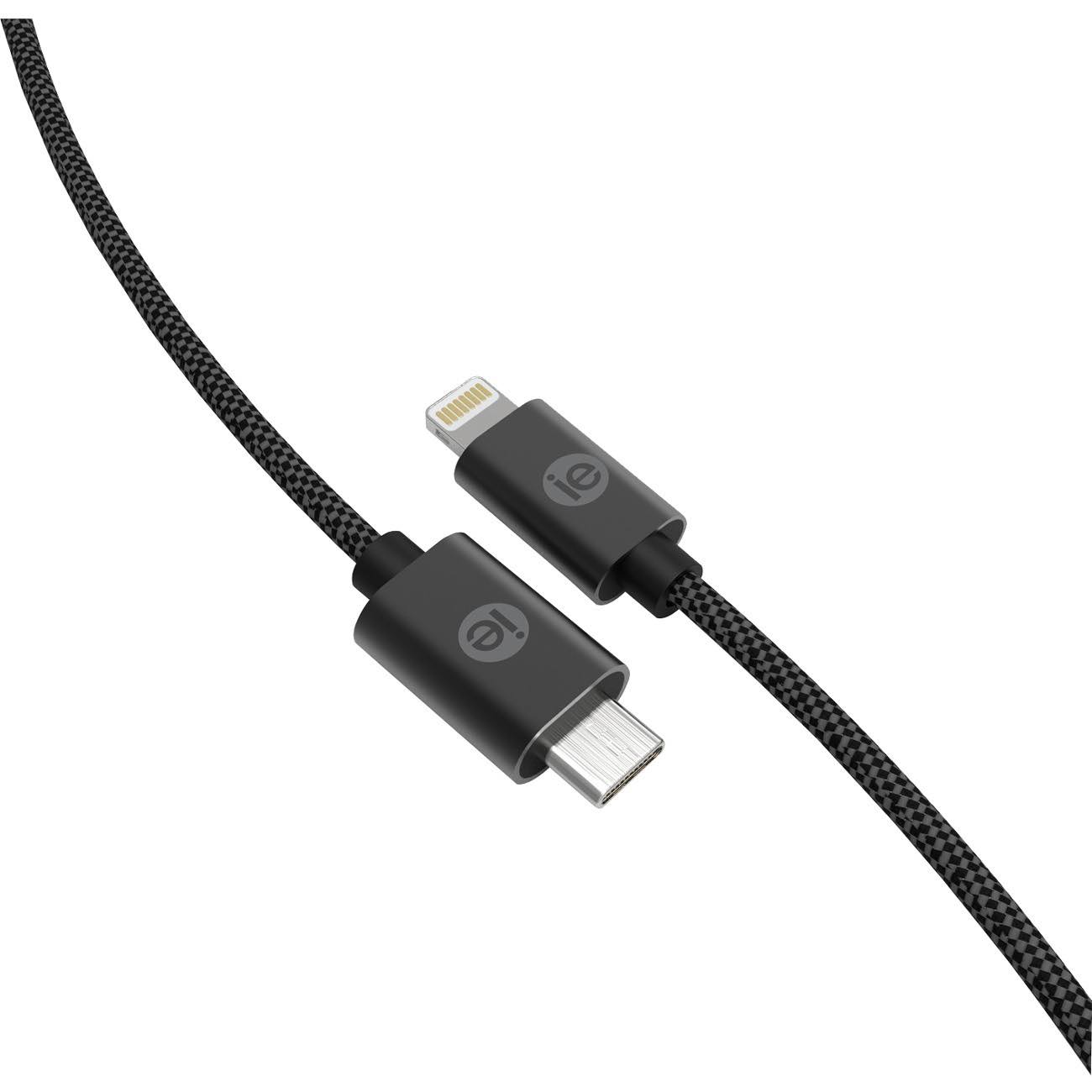 Iessentials Braided USB-C to Lightning Cable 6 Feet (Black)