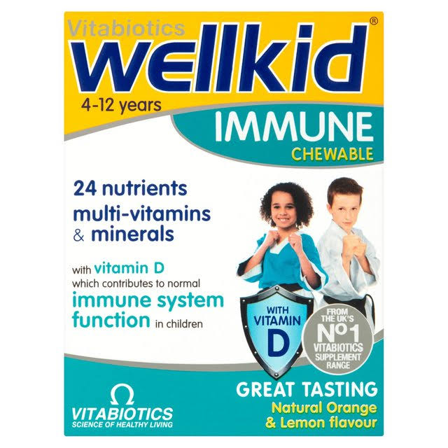 Vitabiotics Wellkid Immune Chewable - Orange Lemon Flavor, 30ct