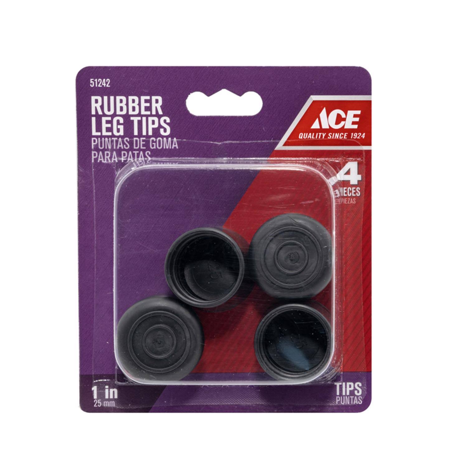 Ace Rubber Leg Tip Black Round 1 in. W 4 Pk