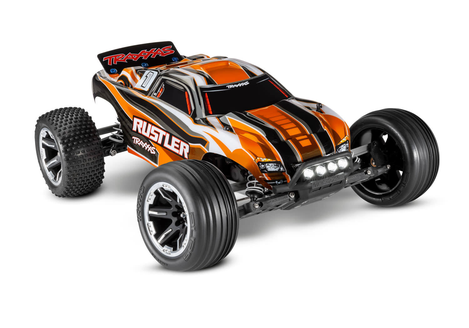 Traxxas - Rustler RTR 2WD RC Truck with LED Lights with Battery & Charger - Orange - XL-5 1/10 Scale (37054-61-ORNG)
