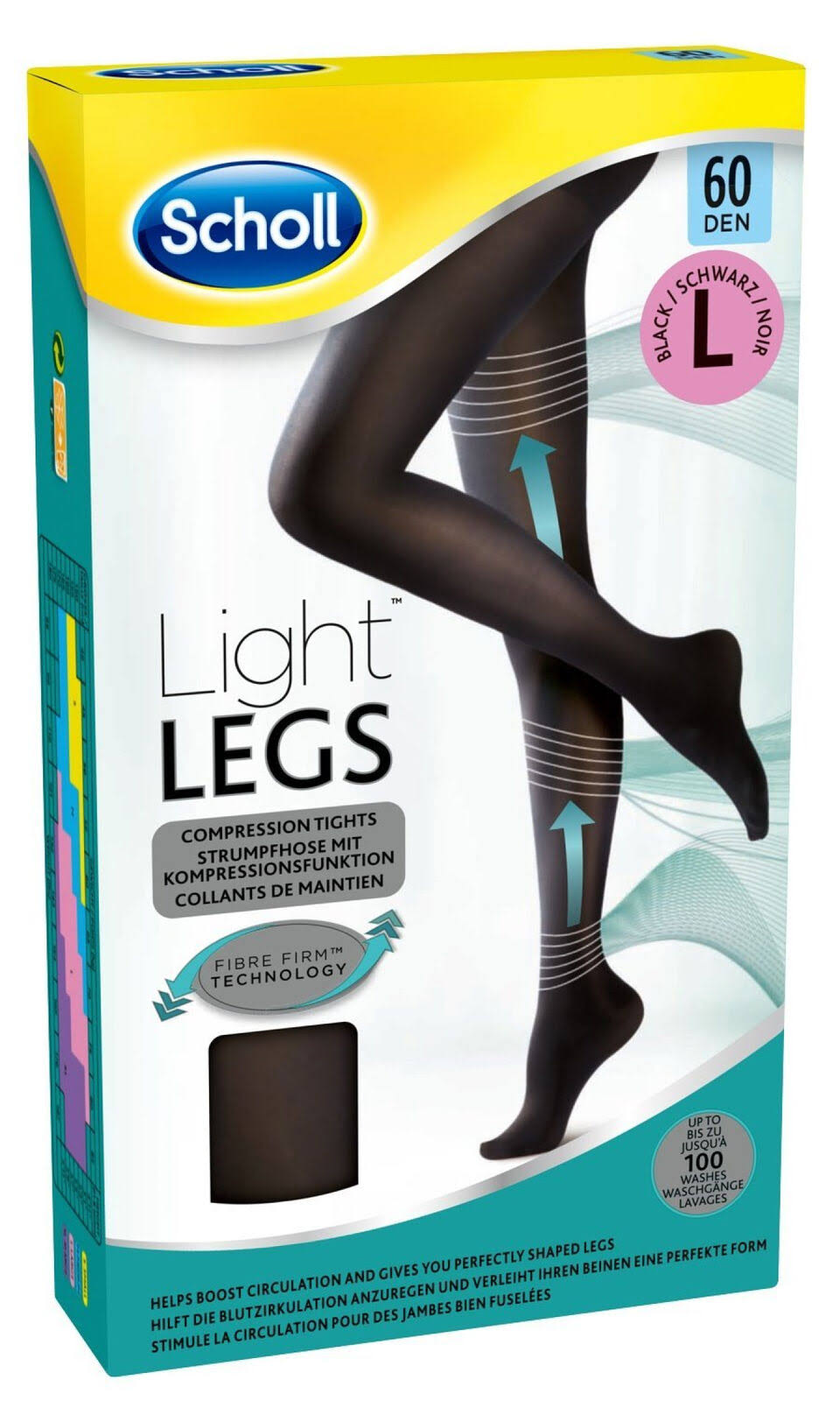 Scholl Women Light Legs Compression Tights - 60 Denier, Black, Large