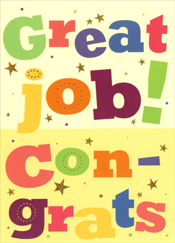 Designer Greetings Great Job, Congrats : Large Colorful Letters Graduation Congratulations Card, Size: 5.75 x 8