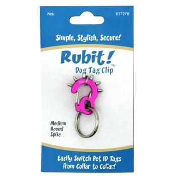Rubit Dog Tag Clip - Pink Spike - Medium Round Spike