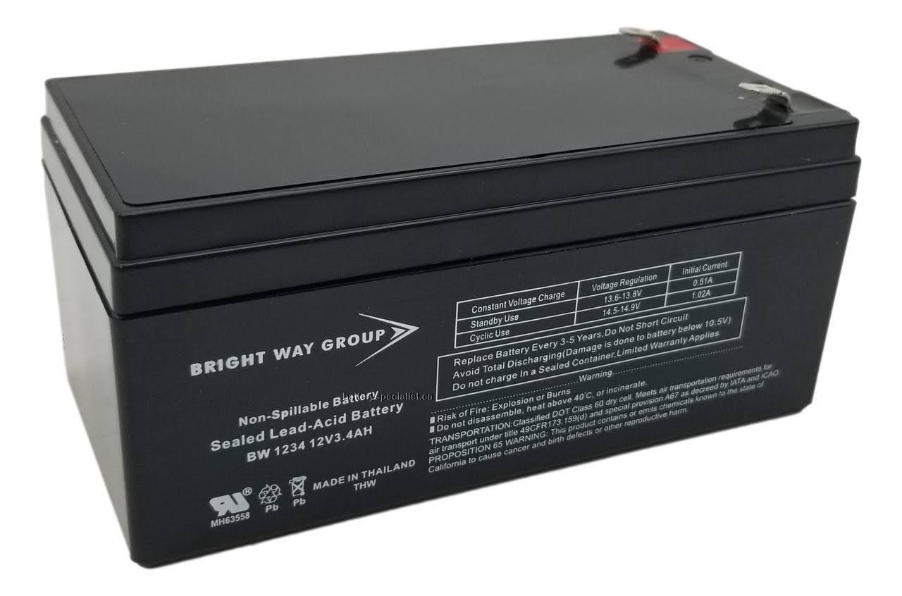 Bright Way Group BW 1234 - 12V 3.4Ah SLA Battery