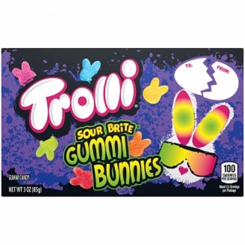 Trolli Sour Brite Gummi Bunnies - Gummy Bunny Sweets -85g Theatre Box