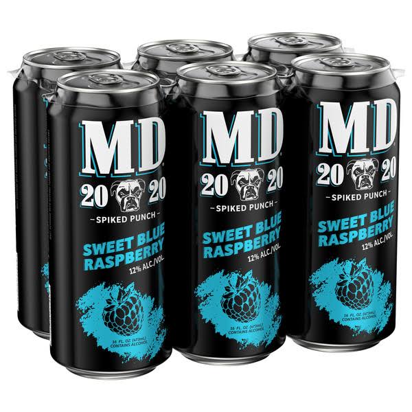 MD Beer, Sweet Blue Raspberry, Spiked Punch - 16 fl oz
