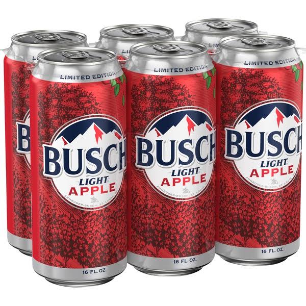 Busch Light Beer, Apple - 6 pack, 16 fl oz cans