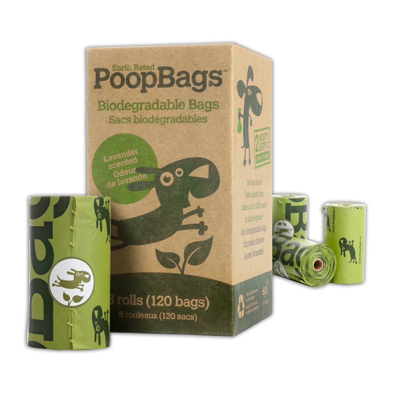 Earth Rated, Dog Poop Bags, Lavender, 120 Bags