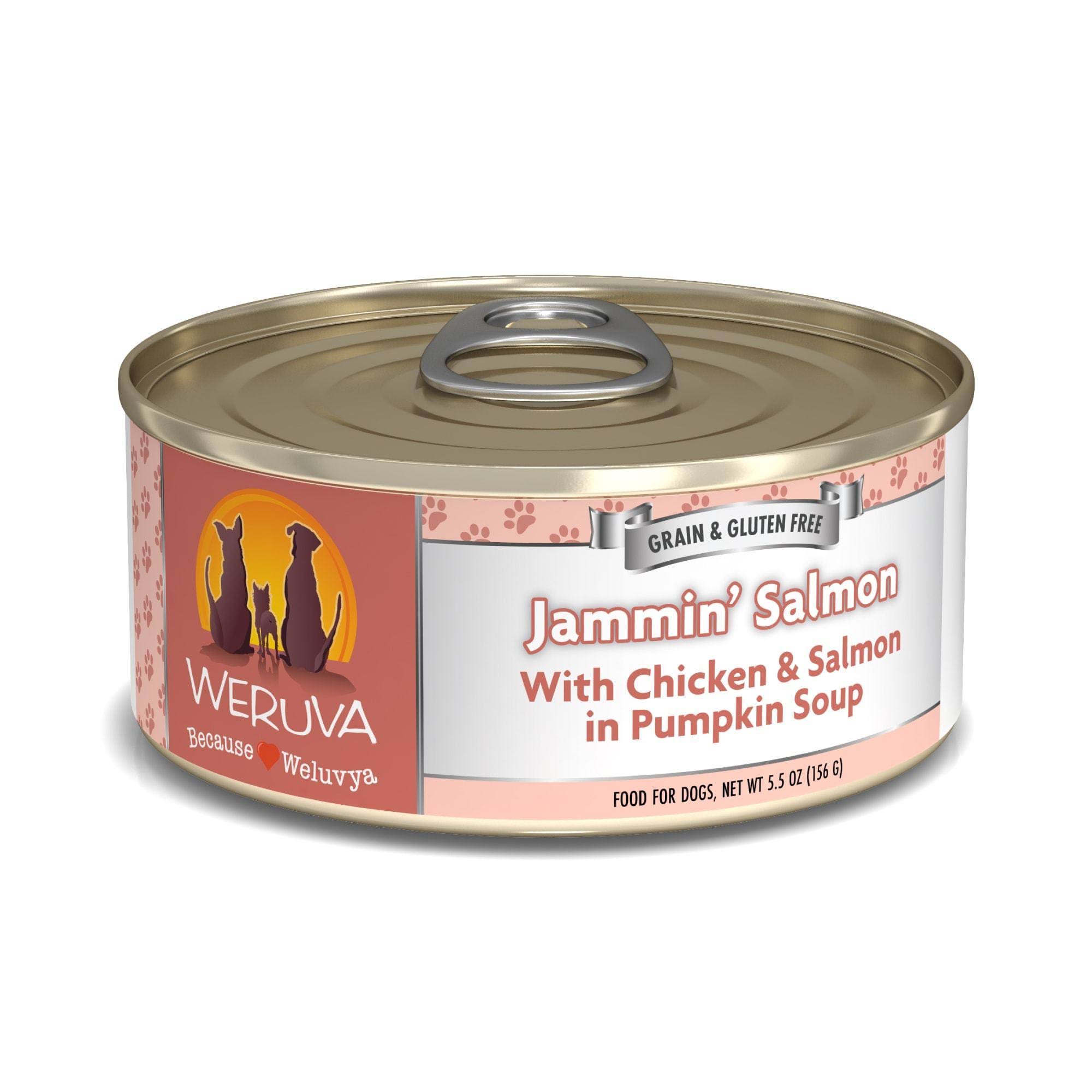 Weruva Jammin Salmon with Chicken & Salmon in Pumpkin Soup Canned Dog Food - 5.5 oz, Case of 24