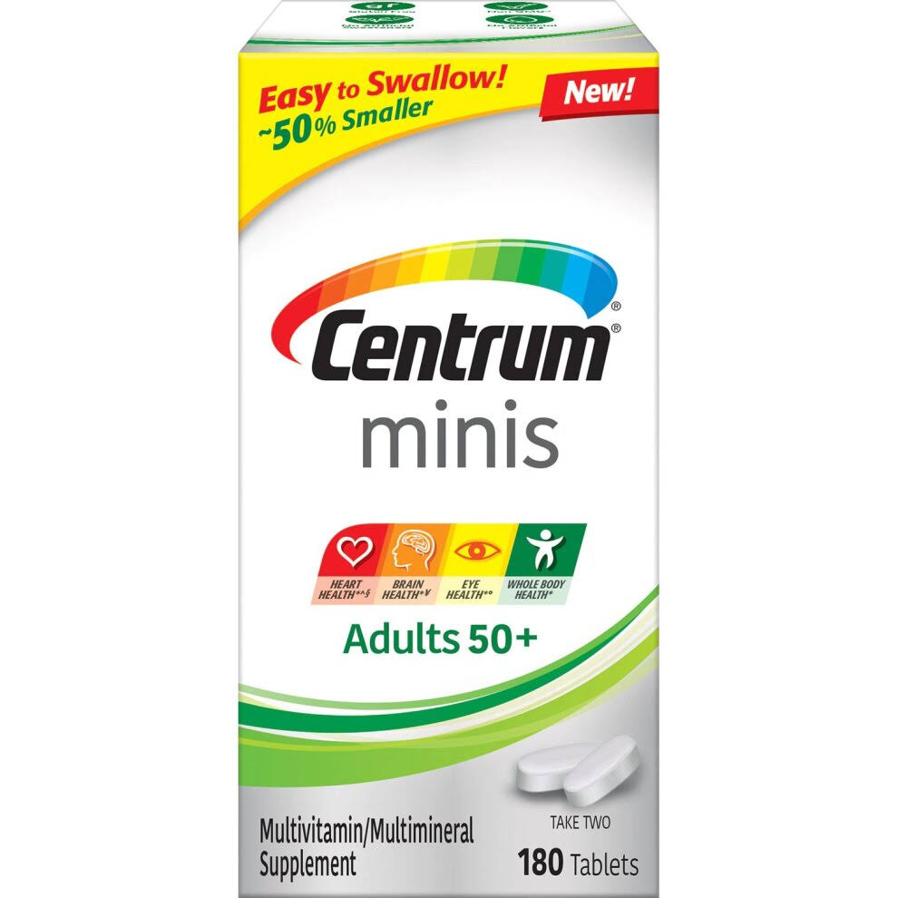 Centrum Minis Adults 50+ Multivitamin/Multimineral Supplement, 180 Tablets