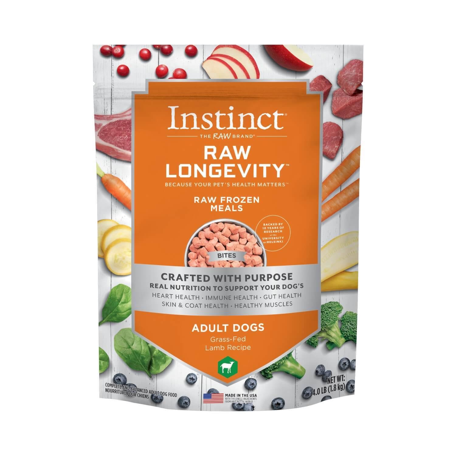 Instinct Longevity Frozen Raw Lamb Bites Adult Dog Food (1.8kg/4lb)