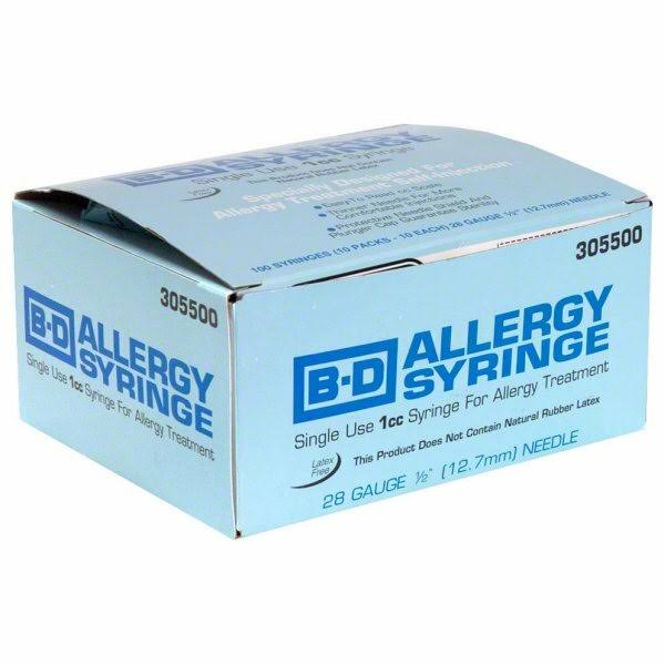 BD Allergy Syringe 28 Gauge, 1ml, 1/2" 100/Box 305500
