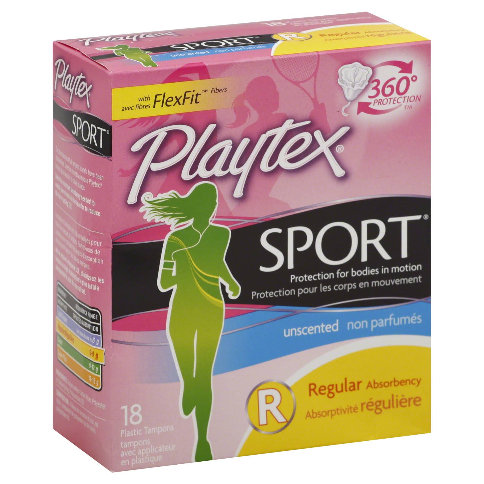 Playtex Sport Regular Absorbency Unscented Plastic Tampons - 18 Pack