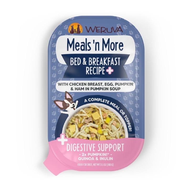 Weruva Meals 'n More Bed & Breakfast + Digestive Support with Chicken Breast, Egg, Pumpkin & Ham in Pumpkin Soup Wet Dog Food