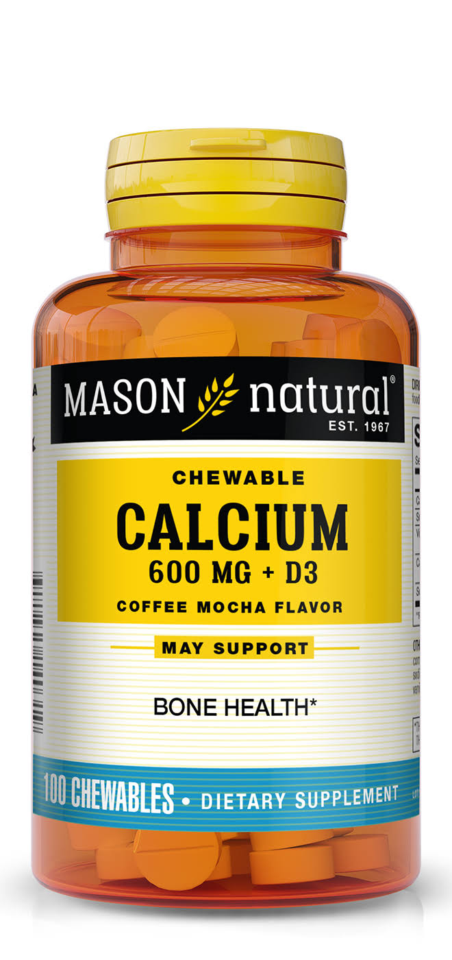 Mason Vitamins Chewable Calcium 600 with Vitamins D3 Supplement - Coffee Mocha, 100ct