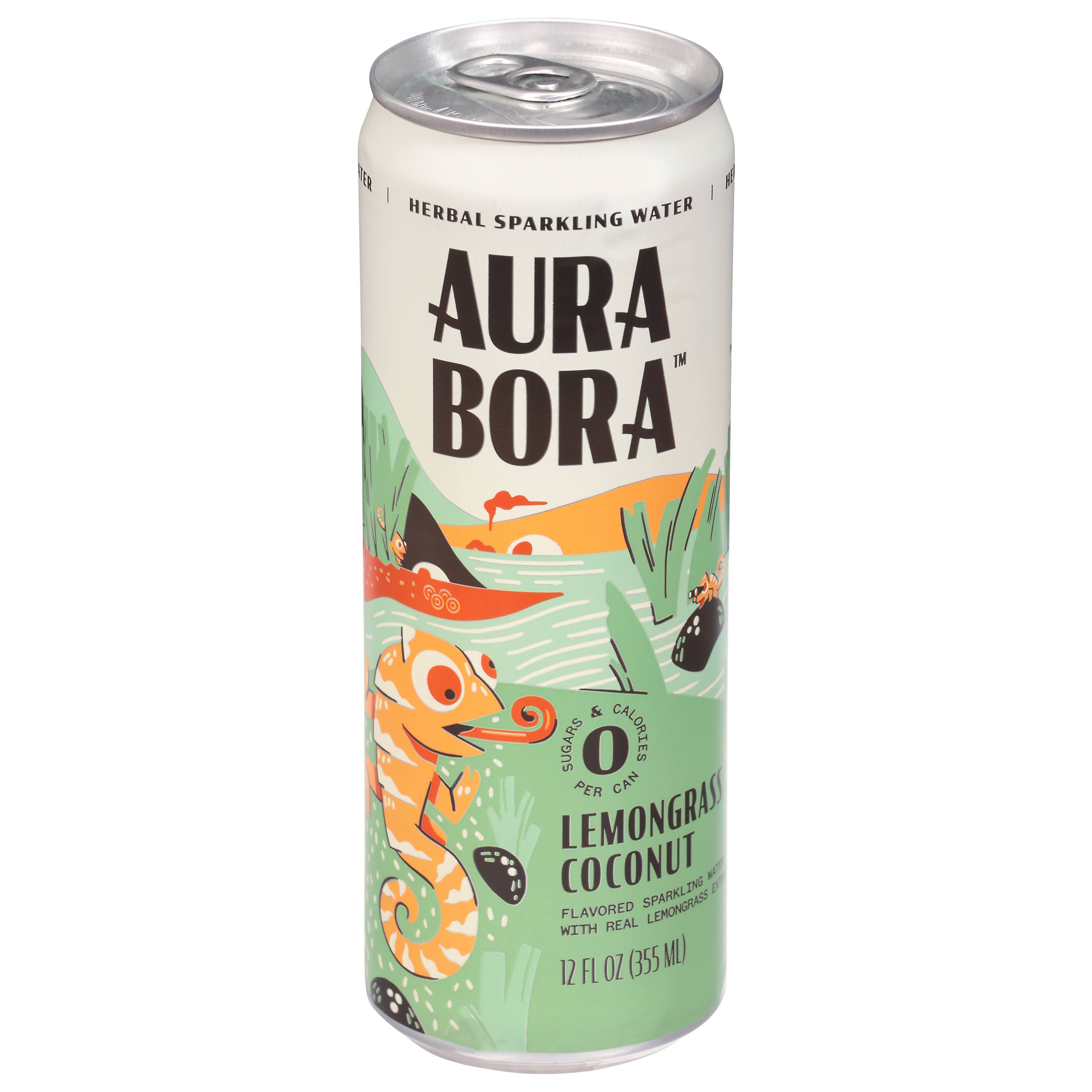 Aura Bora Sparkling Water, Herbal, Lemongrass Coconut - 12 fl oz