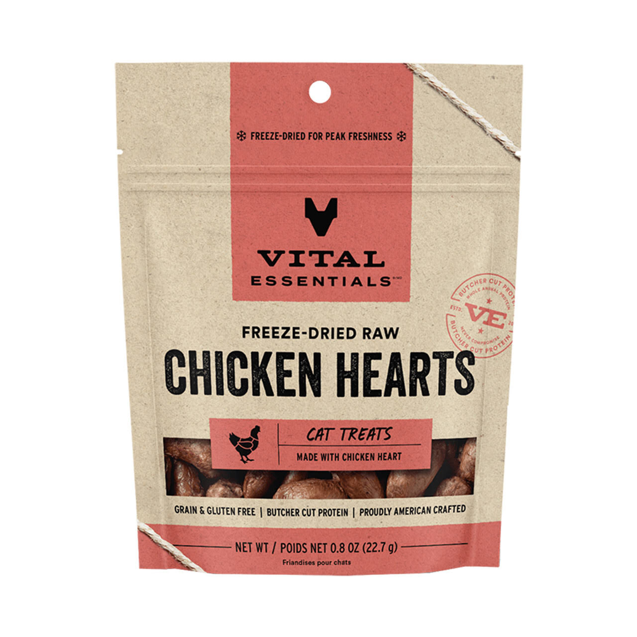 Vital Essentials Freeze-Dried Chicken Hearts Cat Treats, 0.8 oz