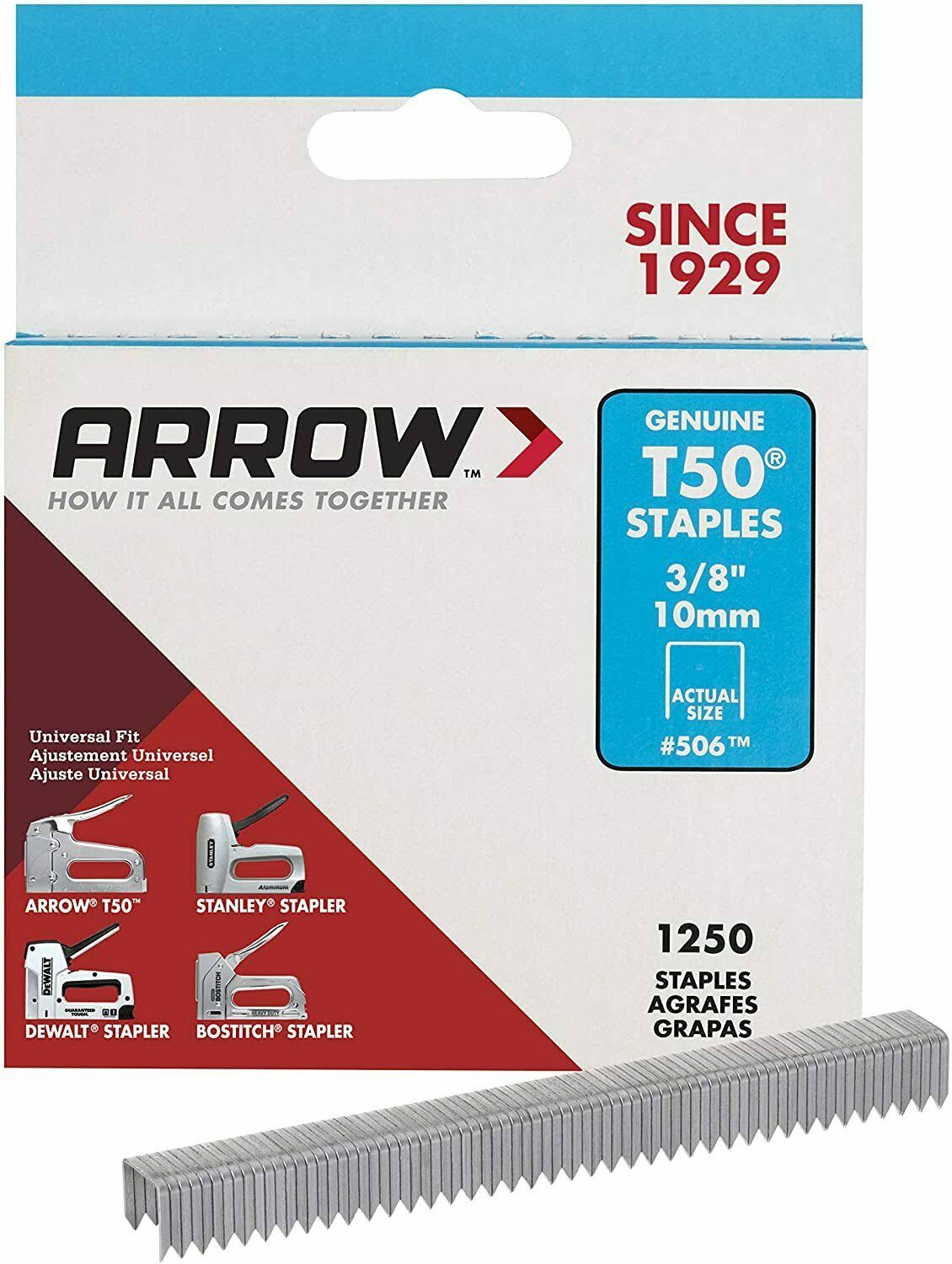 Arrow T50 Staples - 10mm, 1250 Staples