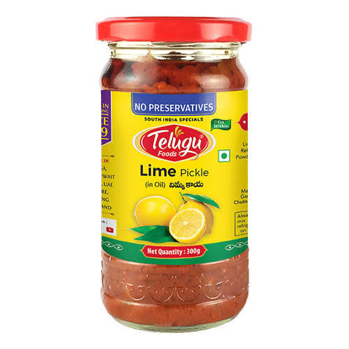 Telugu Foods Lime in Oil Pickle - with Out Garlic 300 GM