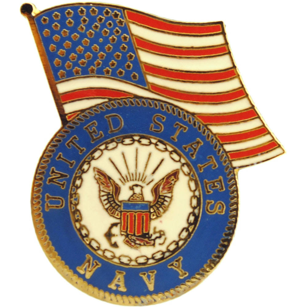 United States Navy Logo and US Flag Pin | General