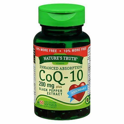 Nature's Truth Enhanced Absorption Coq10 Vitamins - Softgels, Black Pepper Extract, 50 Count