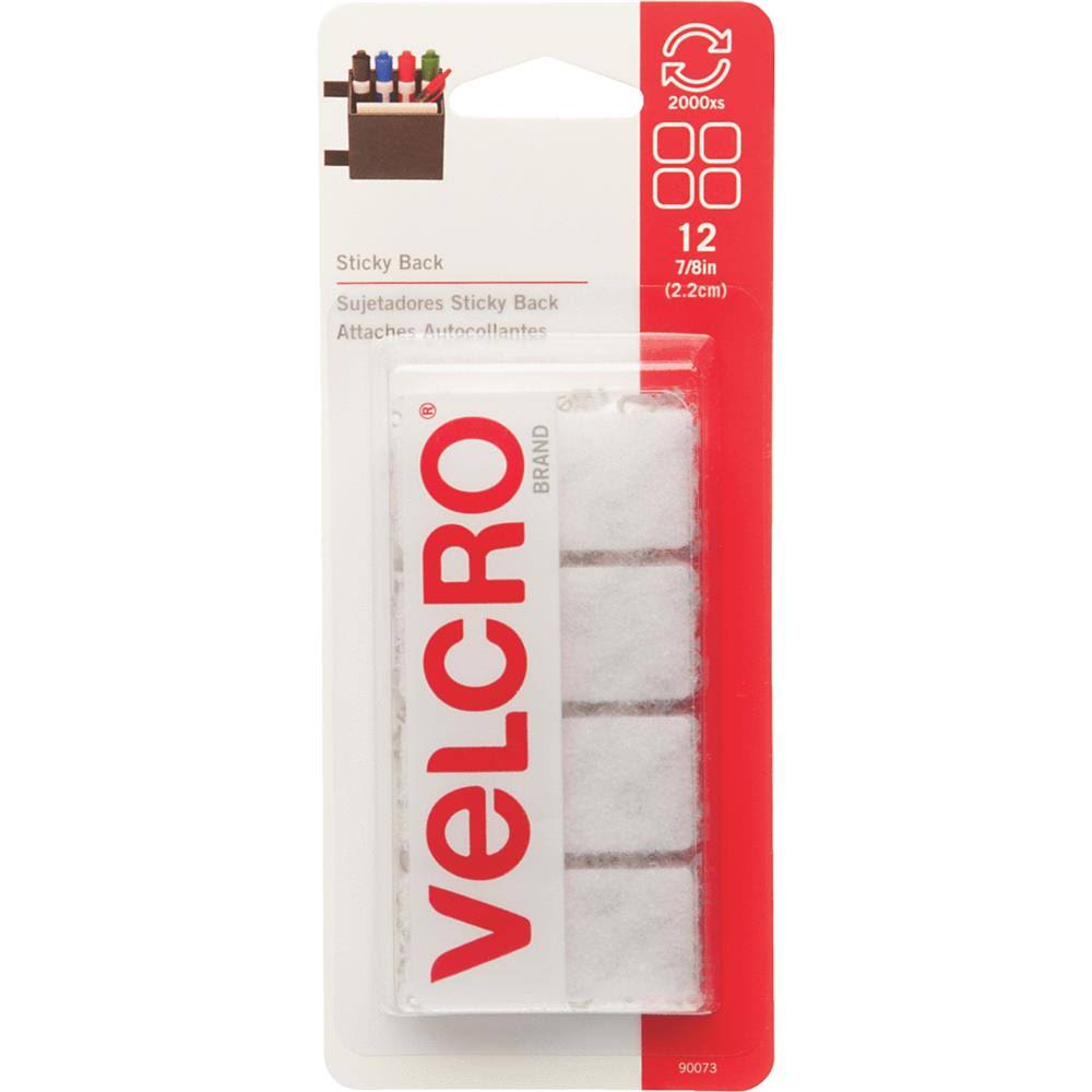 Velcro Adhesive Back Tape - 7/8" Squares, White
