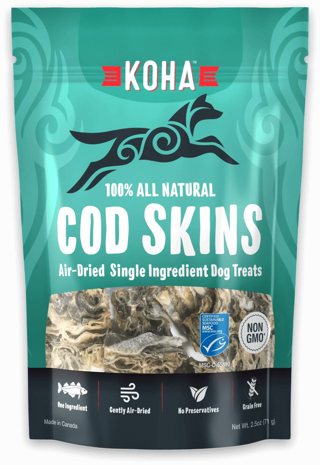 Koha Air Dried Cod Skins Dog Treats (2.5oz)