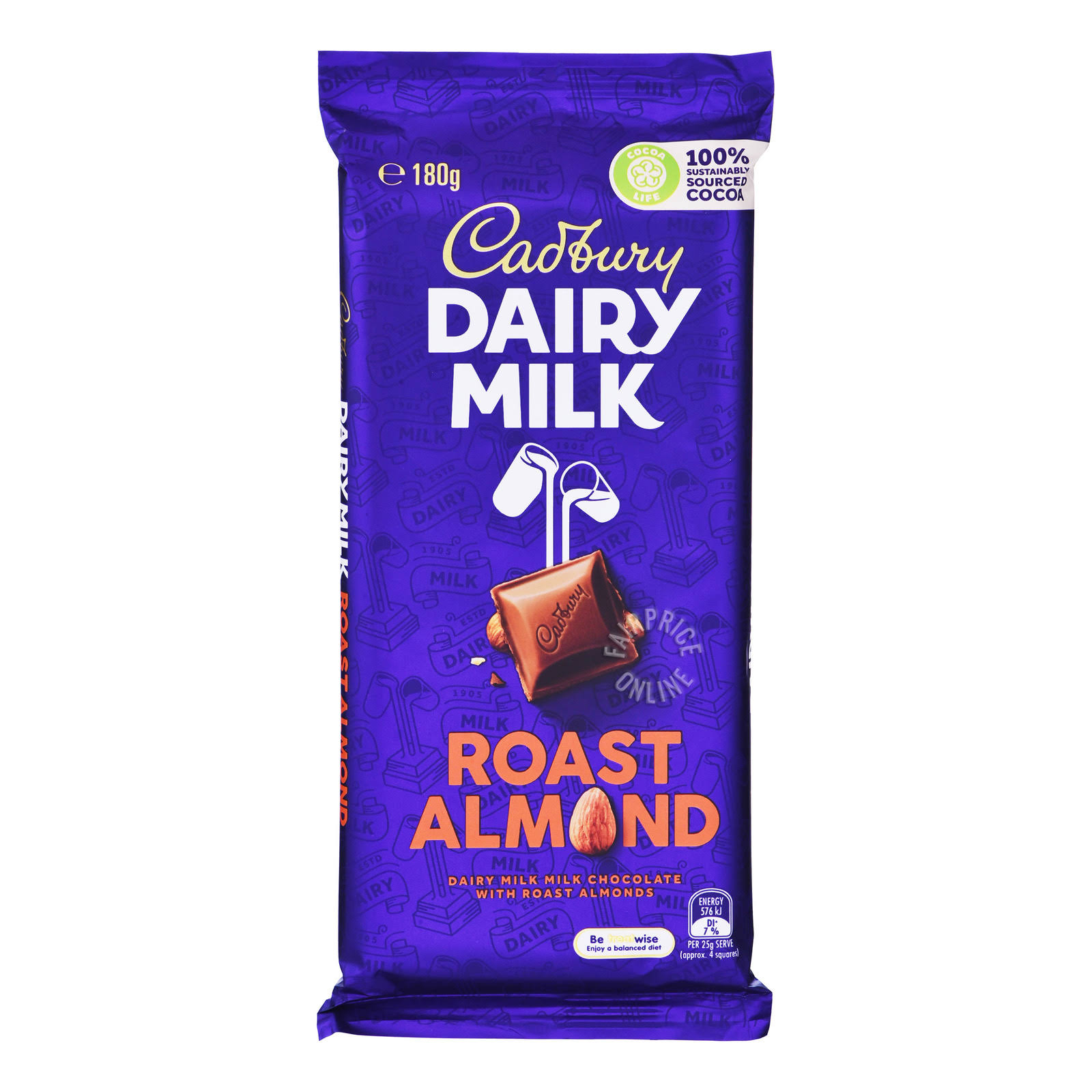 Cadbury Dairy Milk Roast almond Chocolate Block 180g