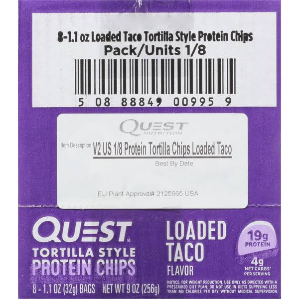 Quest Tortilla Style Protein Chips - Loaded Taco, x8