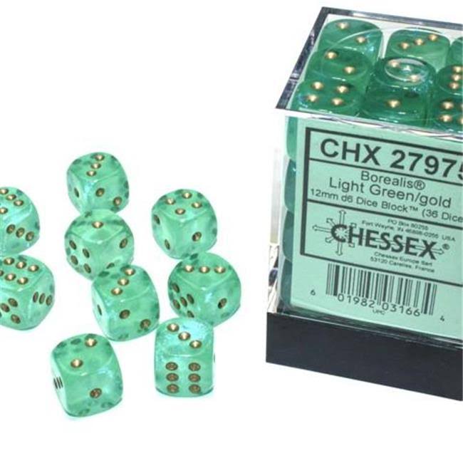 Chessex CHX 27975 Borealis Light Green w/Gold Luminary D6